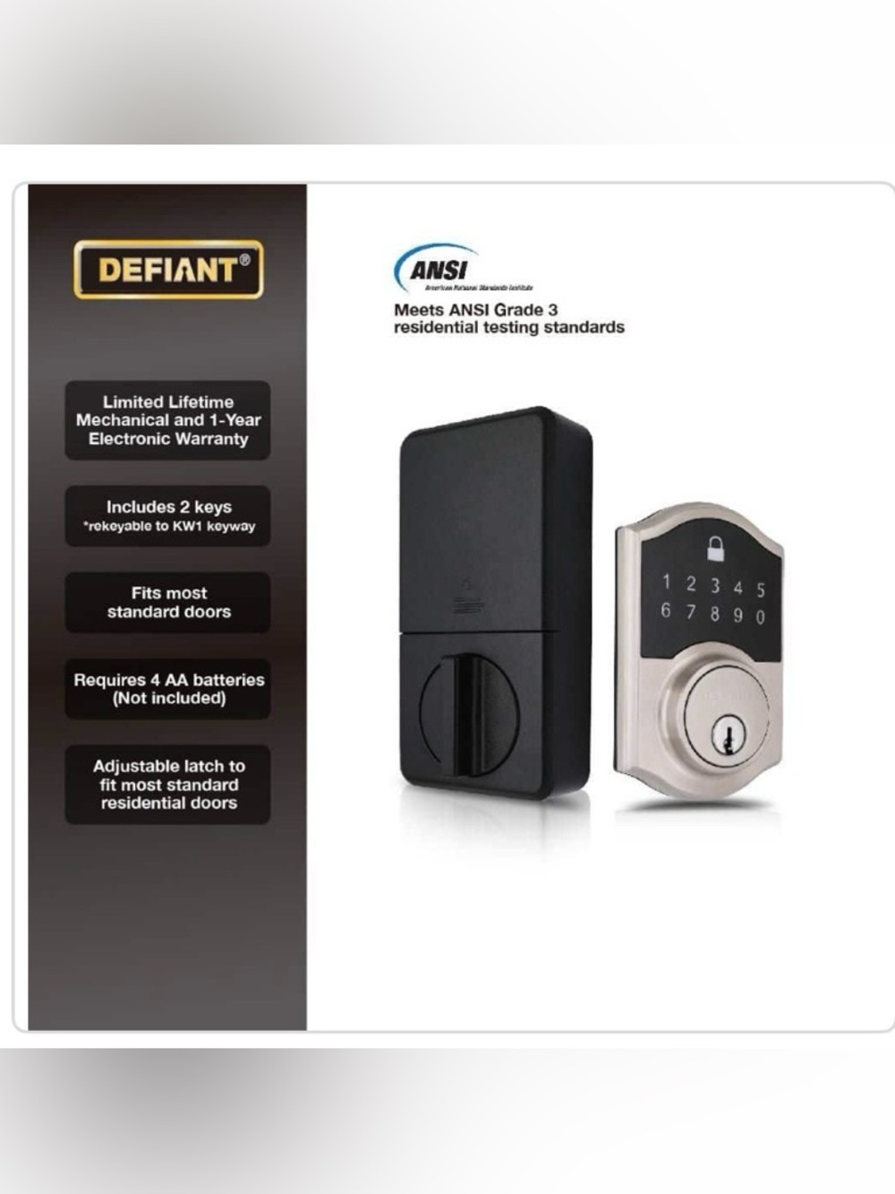 Defiant Touchpad Deadbolt - Satin Nickel - Picture 3 of 8